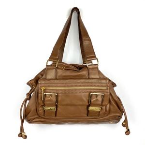 MICHAEL KORS Brown Leather Tote Drawstring Satchel Handbag